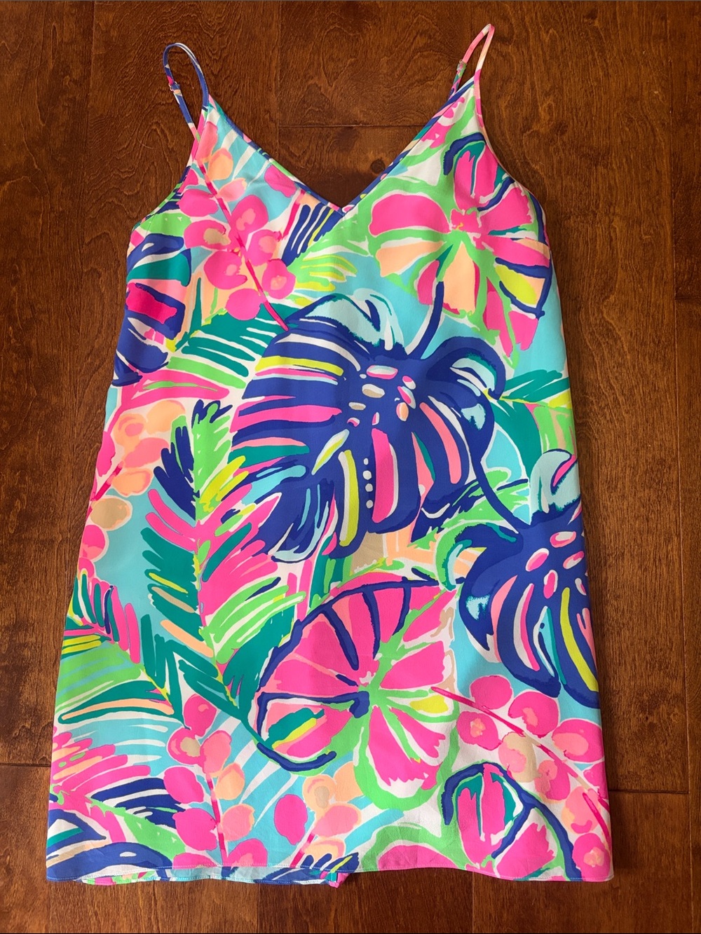 Lilly Pulitzer Tropical Floral Slip Dress in Aqua, Pink, Blue & Green